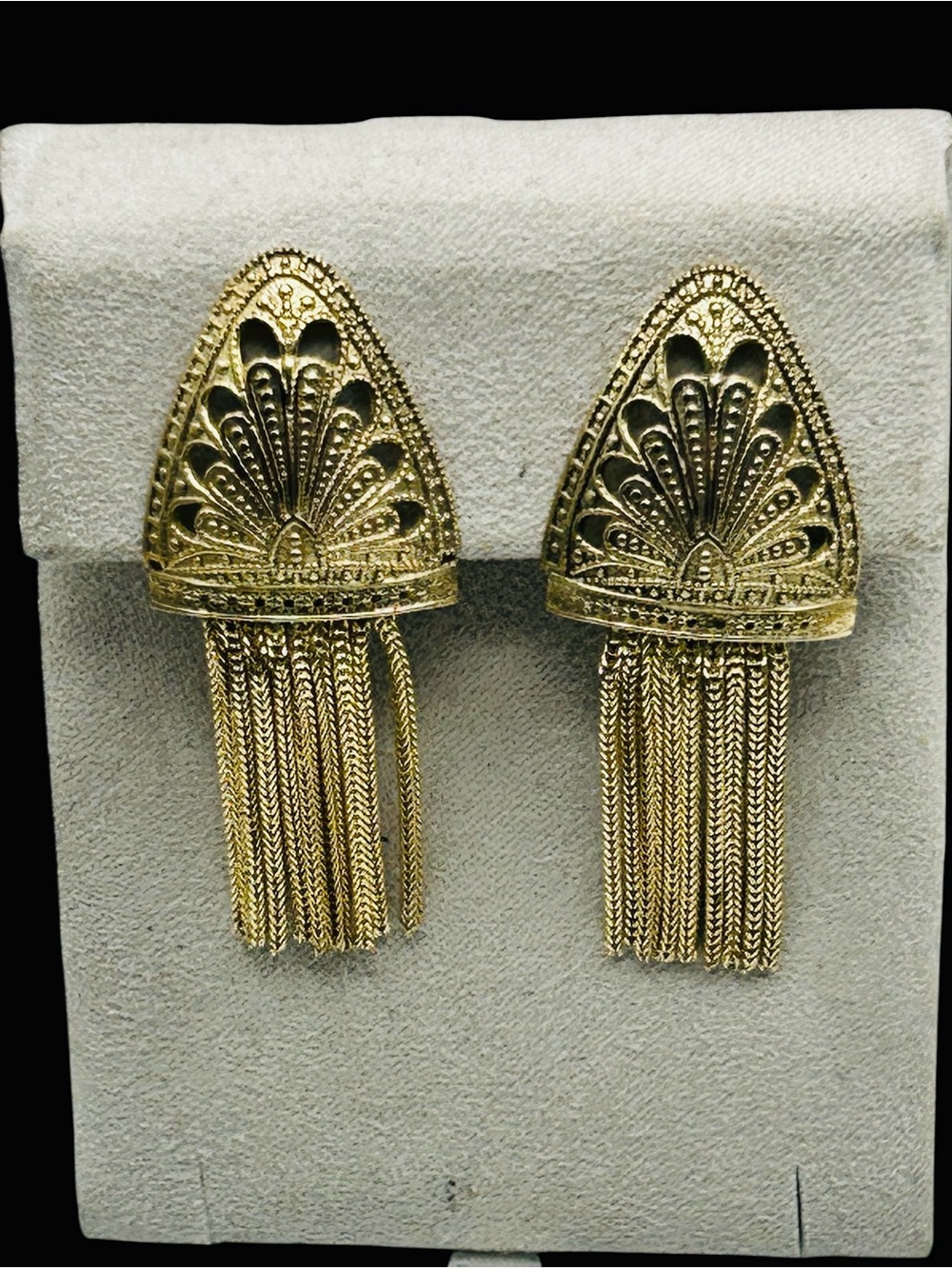 Vintage Whiting Davis Fringed Shield Shaped Earrings